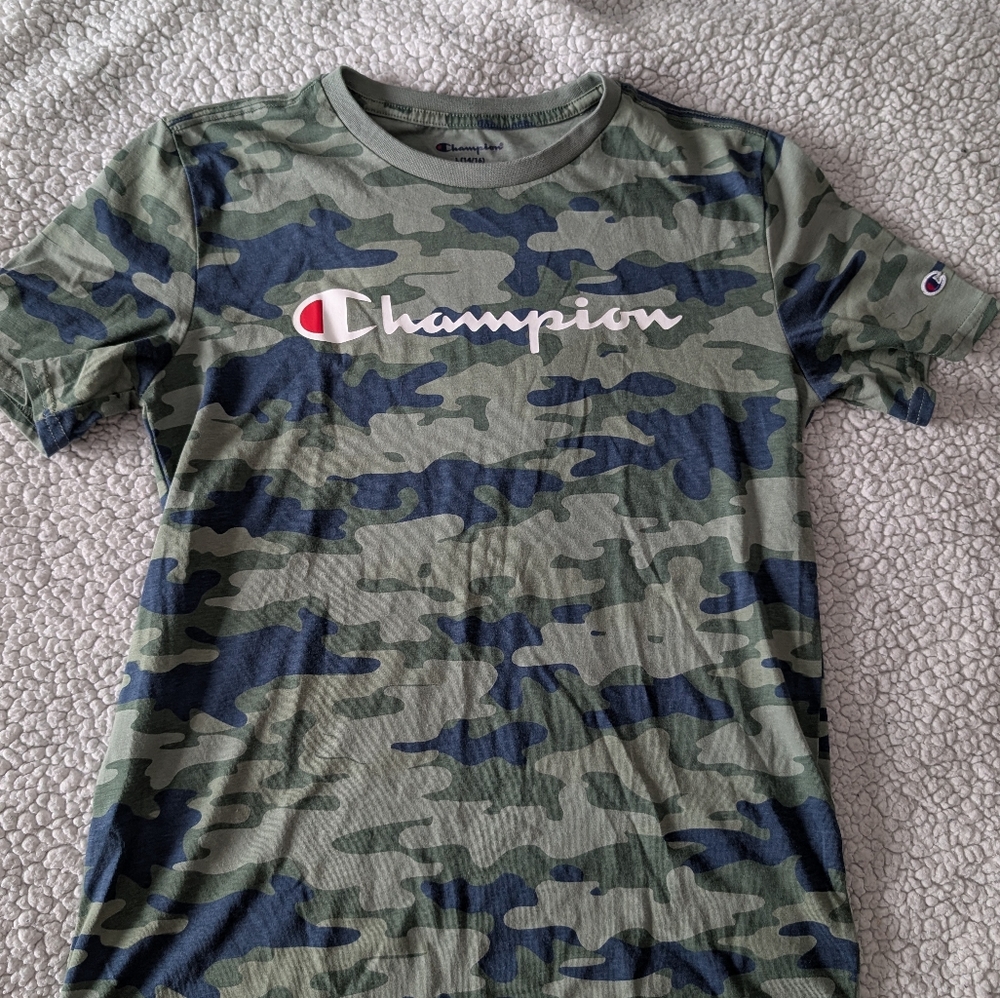 Boy's Champion Green Camouflage Tee